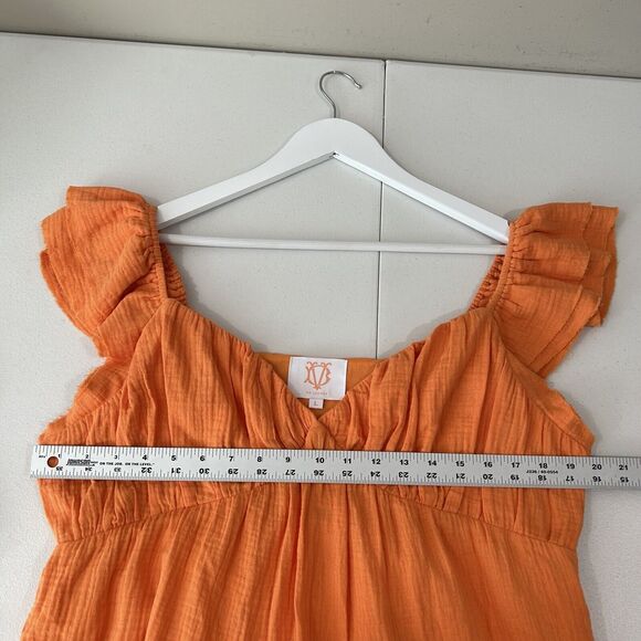 Victoria Dunn VD Lounge Long Island Tiered Dress Womens Large Orange Gauze Beach - Picture 11 of 12
